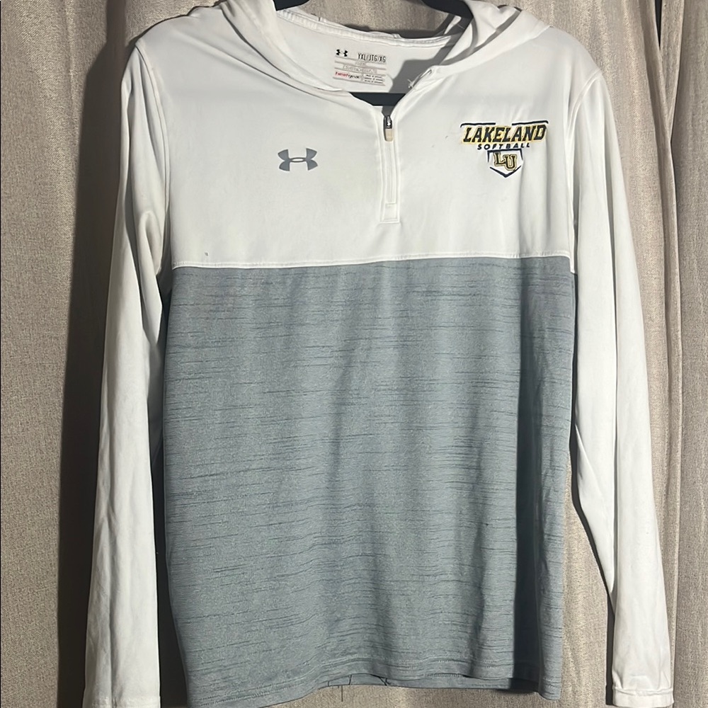 Under Armour White and Gray Hoodie